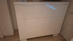 Witte commode met 3 lades hoogglans, Ophalen, Gebruikt, 75 tot 100 cm, Minder dan 50 cm