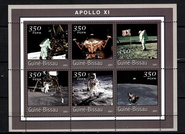 g.bissau 2001 pf blok apolloxI ruimtevaarts space, Postzegels en Munten, Postzegels | Thematische zegels, Postfris, Overige thema's