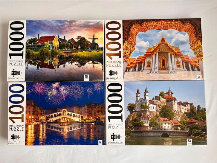 4 Mindboggler puzzels, Hobby en Vrije tijd, Denksport en Puzzels, Zo goed als nieuw, Legpuzzel, 500 t/m 1500 stukjes, Ophalen of Verzenden