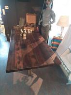 Eettafel eiken van oude Franse wagon delen en epoxy hars, Huis en Inrichting, Tafels | Eettafels, Ophalen, Rechthoekig, 200 cm of meer
