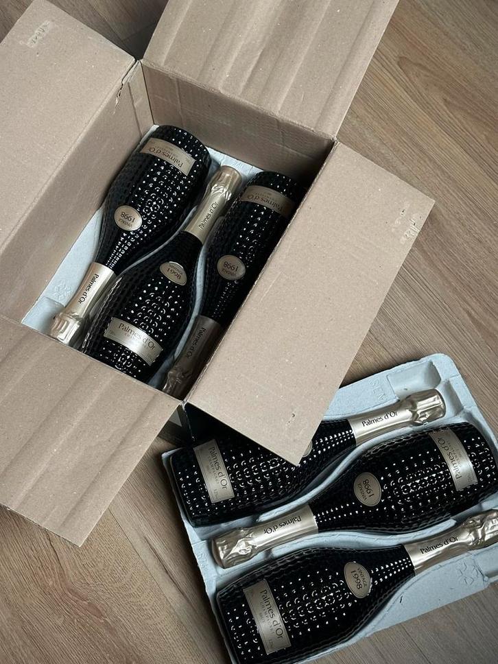 Vintage Palmes d’Or Champagne Brut 1998 - Doos met 6 flessen, Verzamelen, Wijnen, Zo goed als nieuw, Champagne, Frankrijk, Vol