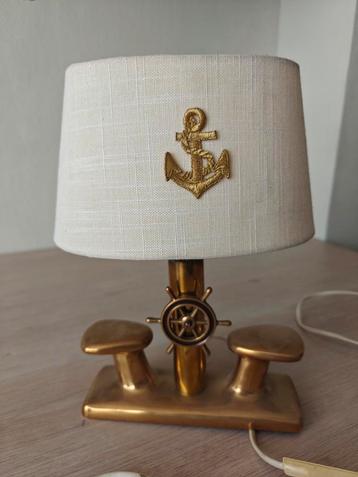 Maritieme Schemerlamp - Koper & Stuurwiel beschikbaar voor biedingen