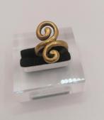 Etnisch artistieke ring handwerk zilver verguld maat 16, Ophalen of Verzenden, Dame, Goud, Zilver