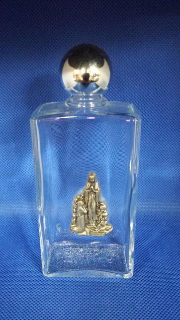Glazen FLESJE Lourdes-Water ~ Zilverkleurig Embleem en Dop  beschikbaar voor biedingen