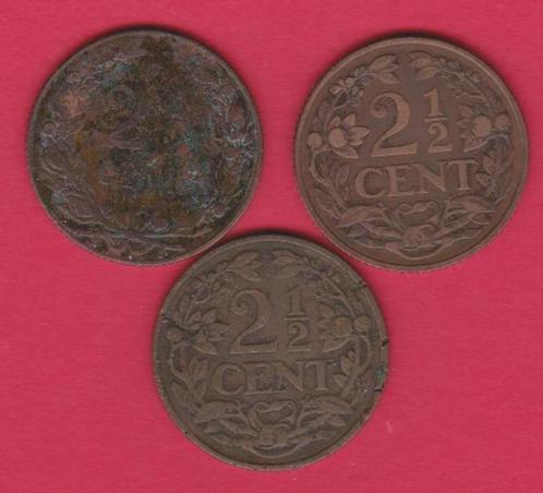 2x 2½ cent 1904--1916 Wilhelmina, Postzegels en Munten, Munten | Nederland, Overige waardes, Koningin Wilhelmina, Ophalen of Verzenden