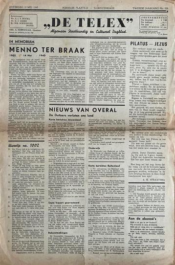 Krant: De Telex, 12 mei 1945 beschikbaar voor biedingen