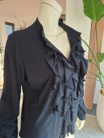Only 42 L zwarte blouse roesels ruches zwart opstaande boord, Ophalen of Verzenden, Zo goed als nieuw, Maat 42/44 (L), Zwart