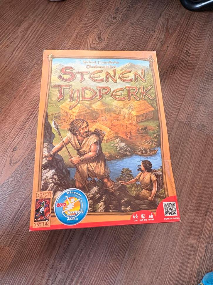 Stenen Tijdperk Bordspel, Hobby en Vrije tijd, Gezelschapsspellen | Bordspellen, Zo goed als nieuw, Drie of vier spelers, Ophalen of Verzenden