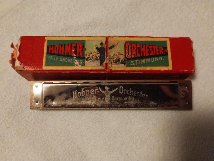 Vintage Mondharmonica - Hohner Orkester/Tango/Piccolo, Muziek en Instrumenten, Blaasinstrumenten | Mondharmonica's, Gebruikt, Diatonisch
