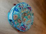 Bohemian poef en kussen, Ophalen, Gebruikt, Blauw, Cilindervormig