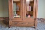 Prachtige antieke noten houten boekenkast, vitrinekast., Verzenden