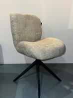 Set van 4 eetkamerstoelen, beige - Draaipoot zwart metaal, Wit, Ophalen of Verzenden, Zo goed als nieuw, Metaal