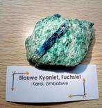 #2 Zeldzame blauwe Kyaniet in groene fuchsiet, Zimbabwe, Ophalen of Verzenden, Mineraal