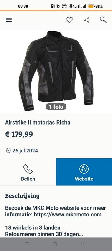 Richa airstrike Camo 2XL doorwaaijas nieuw beschikbaar voor biedingen