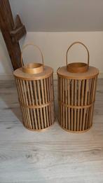 2 grote rotan windlichten, Huis en Inrichting, Woonaccessoires | Kandelaars en Kaarsen, Ophalen of Verzenden, Zo goed als nieuw