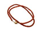 Lang antiek bloedkoraal collier aan gouden slot, L 62 cm., Sieraden, Tassen en Uiterlijk, Antieke sieraden, Verzenden, Goud, Ketting