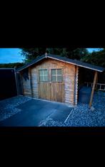 Reeds AFGEBPROKEN Tuinhuis met DAKPAN platen, Tuin en Terras, Tuinhuizen, Ophalen, Zo goed als nieuw, Hout, 200 tot 400 cm