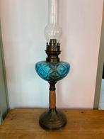 Oude blauwe olielamp, Antiek en Kunst, Ophalen of Verzenden