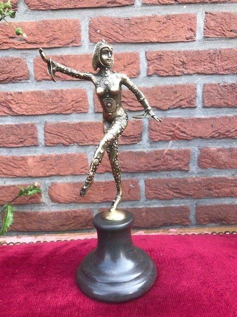bronzen danseresje op marmeren voet, Antiek en Kunst, Ophalen of Verzenden