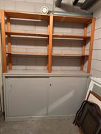 Kast met stelling, Huis en Inrichting, Kasten | Boekenkasten, Ophalen, Gebruikt, 100 tot 150 cm, Metaal
