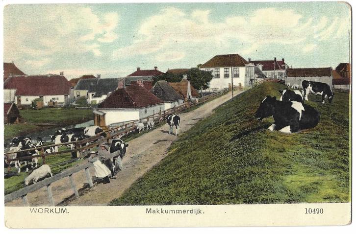 Workum, Makkummerdijk. Nauta 10490, Verzamelen, Ansichtkaarten | Nederland, Ongelopen, Friesland, Voor 1920, Verzenden