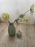 Set decoratieve vazen mintgroen inclusief kunststof bloemen, Huis en Inrichting, Woonaccessoires | Vazen, Minder dan 50 cm, Steen