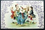 Lachende kinderen dansen in de rondte, 1900 (zegel!), Verzamelen, Ansichtkaarten | Themakaarten, Gelopen, Kinderen, Voor 1920