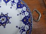 Antiek warmhoud bord met blauwe decoratie, Antiek en Kunst, Antiek | Servies los, Ophalen of Verzenden