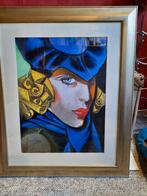 art deco pastel stijl tamara de lempicka gesign l van langen, Antiek en Kunst, Kunst | Schilderijen | Klassiek, Ophalen of Verzenden