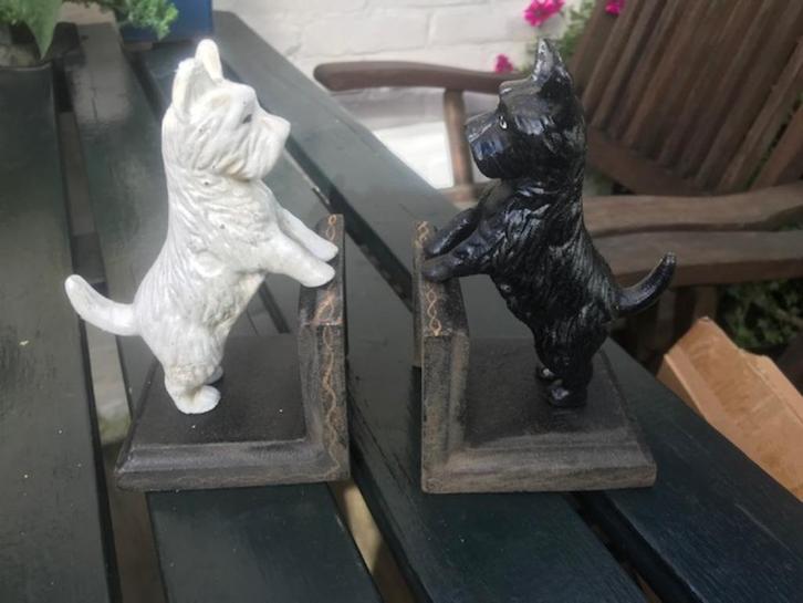 leuke gietijzeren boekensteunen, keeshondjes (2), Antiek en Kunst, Curiosa en Brocante, Ophalen of Verzenden
