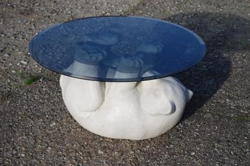 Salontafel rookglas met onderstel beer beschikbaar voor biedingen
