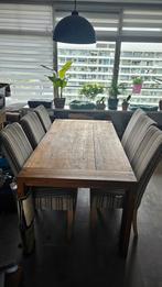 Oud-teak eettafel met 6 stoelen, Huis en Inrichting, Tafels | Eettafels, Ophalen