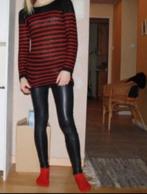 Legging cq tregging van imitatieleer met rode imitatieleren, Zwart, Maat 46/48 (XL) of groter, Nieuw, Ophalen of Verzenden