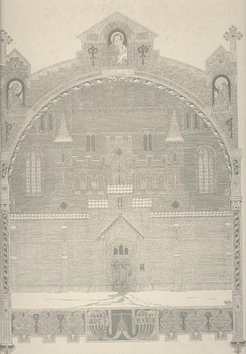 Zeldzame litho H.P. Berlage toneelontwerp Kloostergevel 1896 beschikbaar voor biedingen