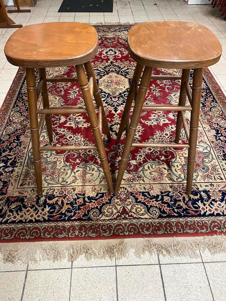 Vintage houten barkruk landelijke barkrukken, Huis en Inrichting, Krukjes, Gebruikt, Hout, Ophalen