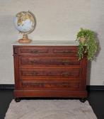 Prachtige antieke commode/dressoir met marmeren blad, Ophalen, Gebruikt, 100 tot 150 cm, 75 cm of meer