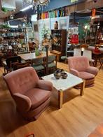 2 Vintage velvet fauteuils roze mid century design sto, Ophalen, Vintage mid century design jaren 60 70, Zo goed als nieuw, ...