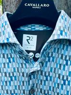R2 Amsterdam jersey overhemd mt 38 zgan, Ophalen of Verzenden, Zo goed als nieuw, Blauw, Halswijdte 38 (S) of kleiner