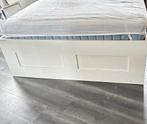IKEA Brimnes Bedframe 140x200, Ophalen, Wit, Tweepersoons, 140 cm