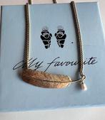 Ketting Wouters & Hendrix met veertje en parel in nieuwstaat, Ophalen of Verzenden, Zo goed als nieuw, Goud
