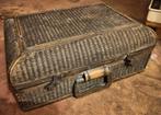 Retro vintage picknick mand koffer riet rotan bamboe hout, Ophalen, Gebruikt