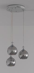 Prachtige hanglamp rookglas 3 bollen, Ophalen, Zo goed als nieuw, 75 cm of meer