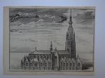 Originele gravure Grote kerk Breda, Harrewijn, 1740, Antiek en Kunst, Verzenden