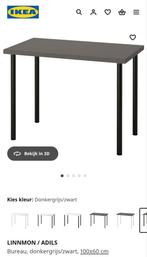 Grijze linnmon tafel met adils poten IKEA, Ophalen, 100 tot 150 cm, Nieuw, 50 tot 100 cm