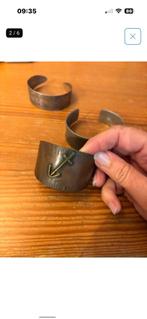 3 handgemakte armbanden zilver, tin, koper 60er vm moeder, Ophalen of Verzenden, Gebruikt, Zilver