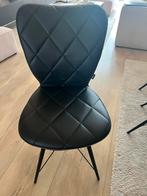 8 Zwarte Kunstleren Stoelen met Metalen Poten, Huis en Inrichting, Stoelen, Ophalen, Zwart, Zo goed als nieuw, Metaal