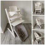 ZGAN! Stokke Tripp Trapp wit met babyset, newbornset, hoes, Ophalen of Verzenden, Zo goed als nieuw, Stokke Tripp Trapp, Stoelverkleiner