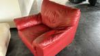 2 rode fauteuils, gratis af te halen, Huis en Inrichting, Fauteuils, Gebruikt, Leer, 50 tot 75 cm, Ophalen