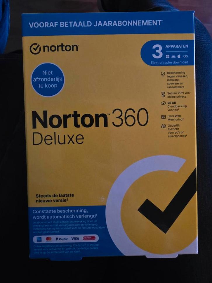 Norton 360 Deluxe - Nieuw in Verpakking, Computers en Software, Antivirus- en Beveiligingssoftware, Nieuw, MacOS, Windows, Android