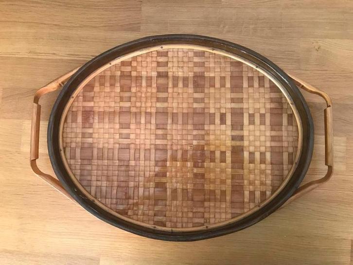 Handgemaakt Bamboe Dienblad theeblad vintage jaren 70/80, Huis en Inrichting, Woonaccessoires | Dienbladen, Zo goed als nieuw